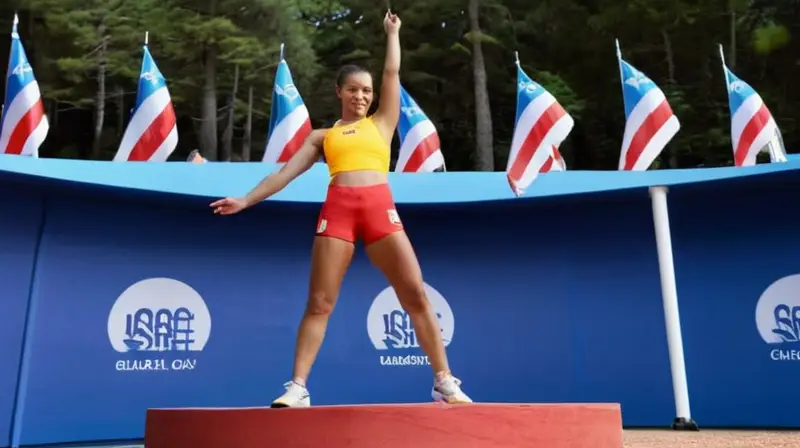 Una joven atleta de competición luciendo un uniforme deportivo elegante y brillante