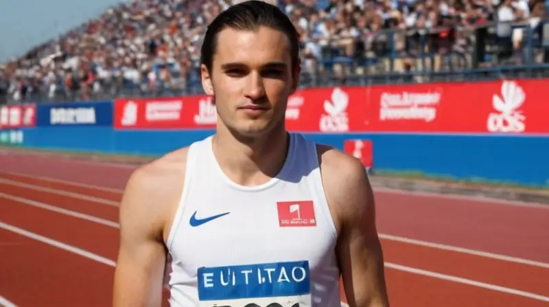 En una pista de atletismo hay un grupo de deportistas con expresiones determinadas mientras corren