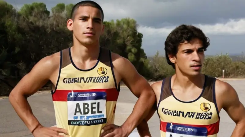 Una noticia amarillenta con fotografía de dos corredores españoles (Abel Antón y Martín Fiz) en actitud profesional