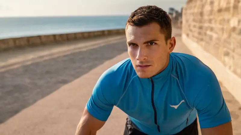 Un atleta masculino de aspecto musculoso y mirada determinante