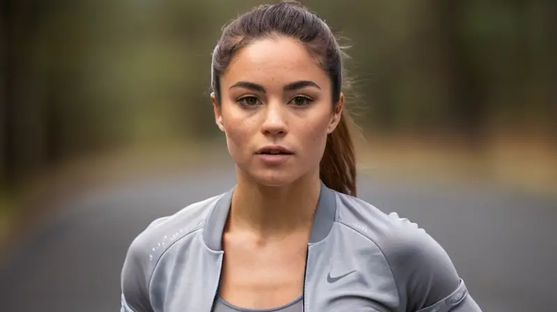 Ana Peleteiro se mantiene firme con paso decidido y elegancia vestida con un atuendo deportivo de color gris