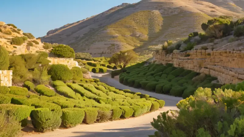 Un paisaje de colinas ondulantes cubiertas de vegetación y rocas se erguen en un hermoso entorno natural