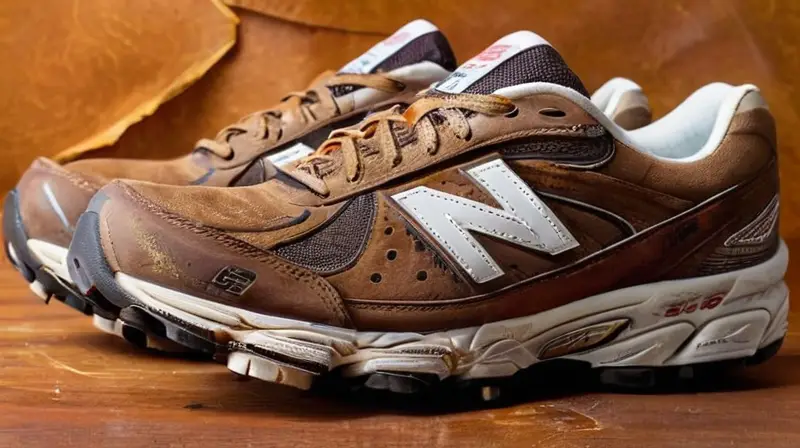 La suela de un zapato viejo y desgastado de New Balance muestra signos de uso y abandono