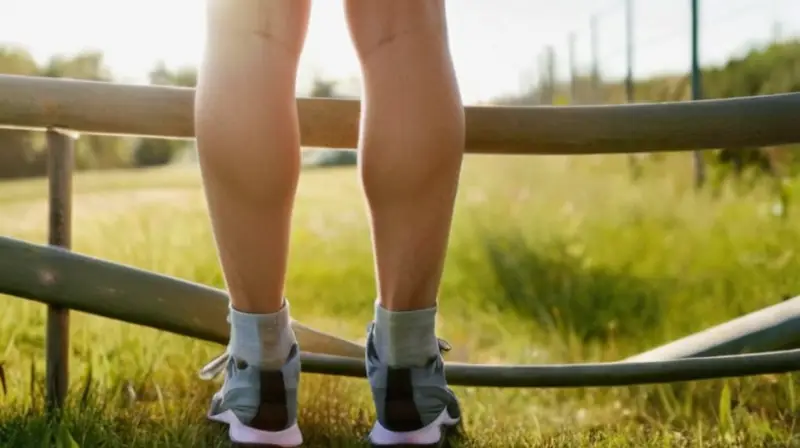 Un joven corredor está parado en una pista cubierta de hierba con las piernas separadas para la comodidad