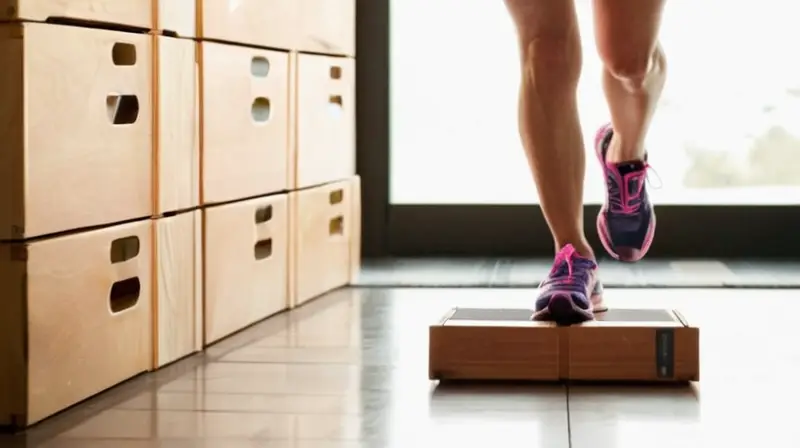 Un atleta se estira en medio de la habitación de un gimnasio iluminada