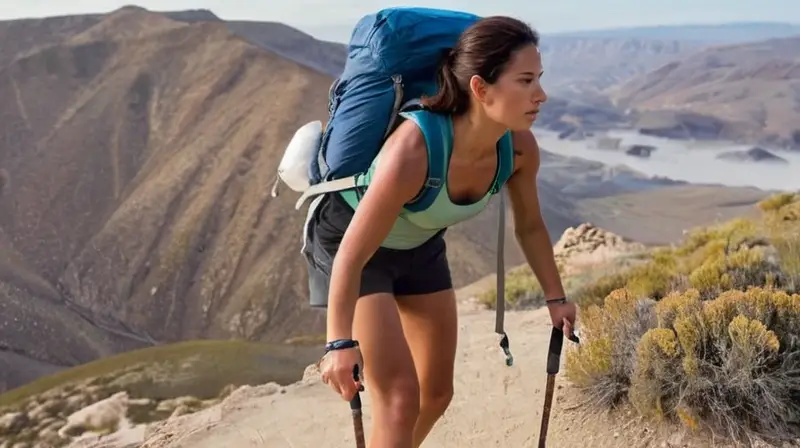 Cristina camina con determinación por el paisaje montañoso