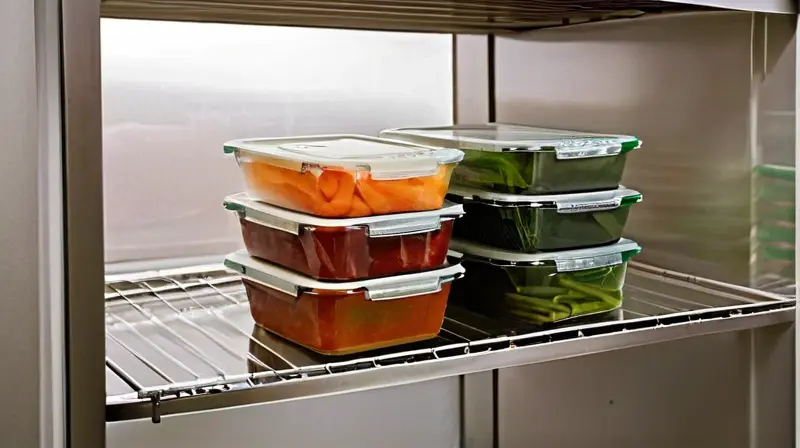 El interior del refrigerador está lleno de alimentos congelados o refrigerados de diversas formas