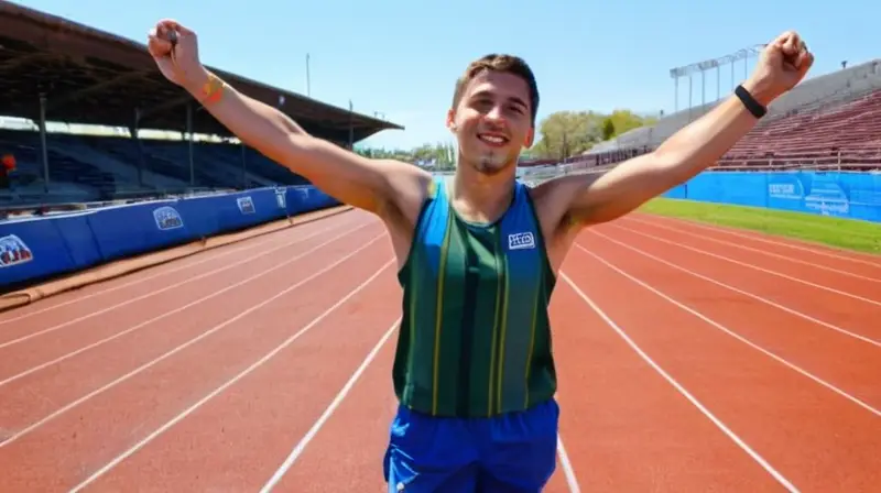 El joven atleta Dani Arce lucía victorioso en la pista con el cabello despeinado y las piernas bien definidas