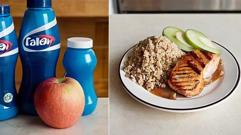 Un corredor prepara su próximo entrenamiento mientras observa su pie adolorido y come una cena equilibrada junto con varias vitaminas