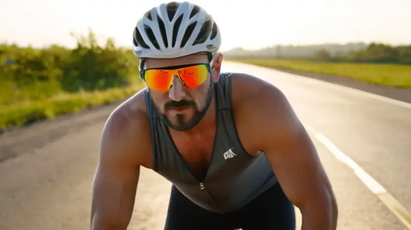 Un ciclista con un porte atlético