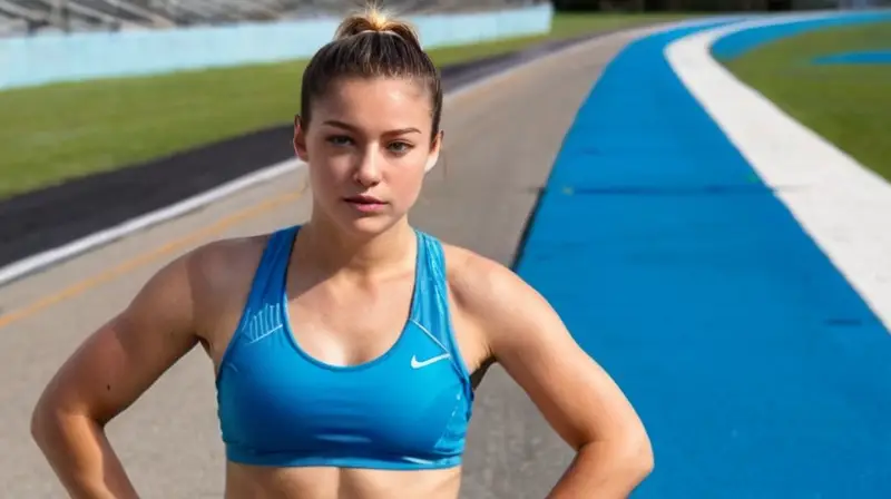 Una joven corredora se luce con su deporte en una pista de atletismo bañada por el sol