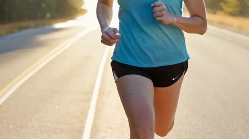 Una persona corre velozmente bajo la luz cálida del atardecer