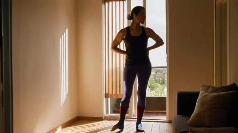 Una mujer de mediana edad, Estefanía Unzu, tiene una postura en una habitación oscura, iluminada por la luz natural que entra a través de una ventana angosta