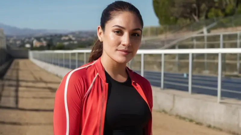 Ester Navarrete se muestra confiada mientras corre en una pista al aire libre luminosa