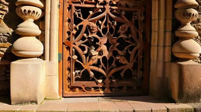 Una jarra tradicional vasca se coloca en una bancal de madera sobre una iglesia antigua con vista a un paisaje de calles empedradas históricas