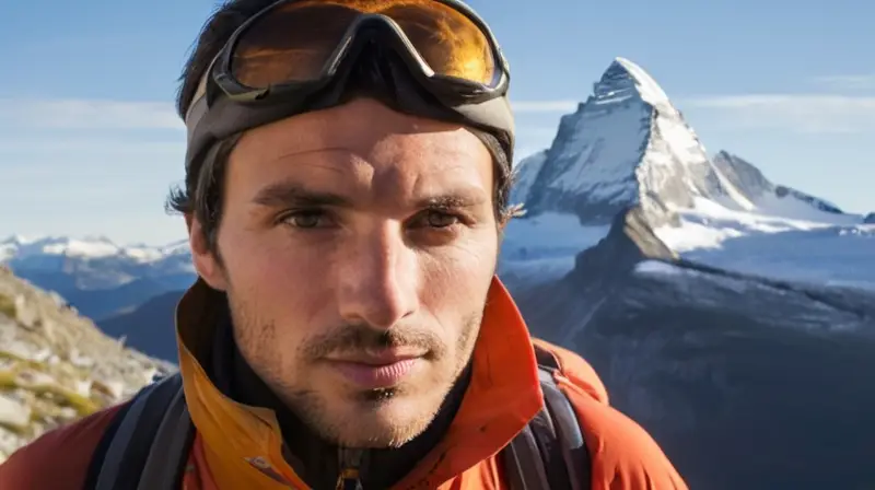 La foto describe a Kilian Jornet emergiendo del horizonte con su equipo de escalada hacia el Matterhorn