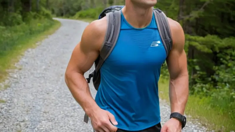 Un joven corredor vestido para la carrera con sus zapatos La Sportiva Prodigio está listo para salir, con su mochila de hydration colgando sobre uno de sus brazos