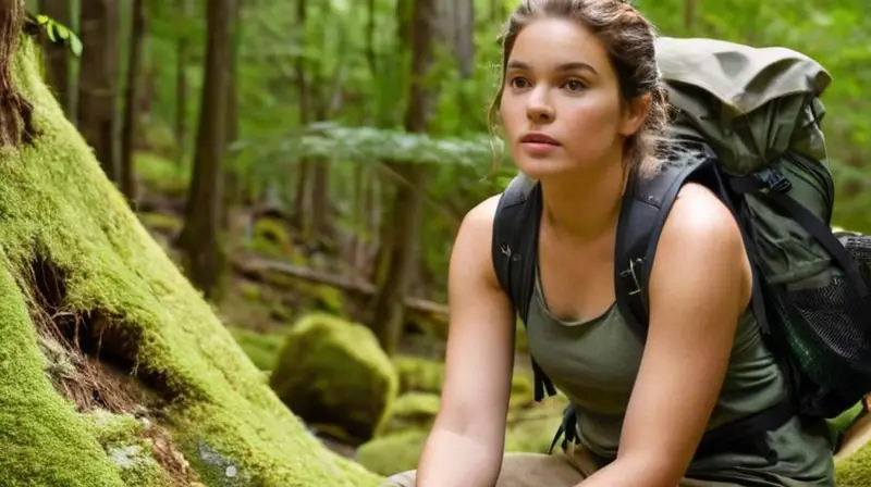 Maite Maiora descansa relajada sobre una roca cubierta de musgo