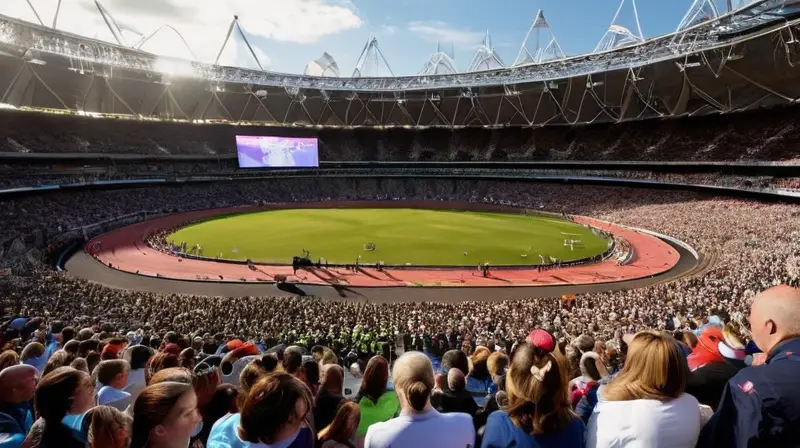 El Estadio Olímpico de Londres está lleno de corredores bien equipados que prestan servicio bajo un sol brillante en medio del East End