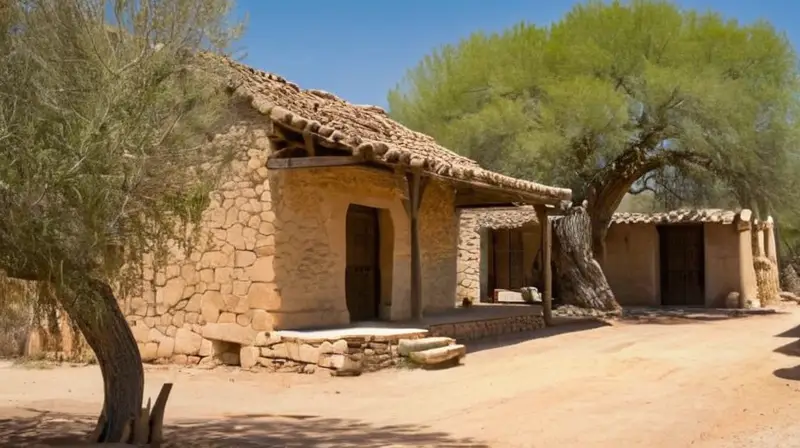 La escena describe un paisaje rural con muros de piedra gastados