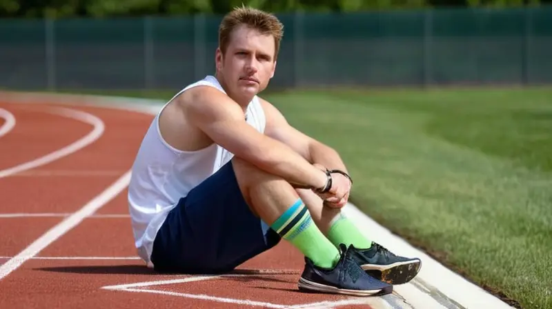 Un entrenador de aspecto imponente y un atleta juvenil se encuentran en una pista olímpica compartiendo una conexión intensa