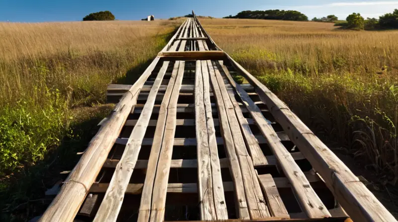 Un paisaje de sabana con un camino de tierra que asciende por una colina