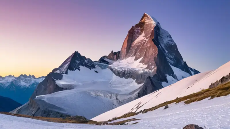 Monte Bianco y el Matterhorn poseen imponentes montañas con picos nevados que se funden suavemente con granitos rugosos y crestas glaciares cubiertas de hielo azul claro