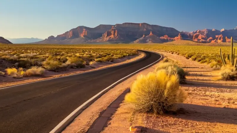 Una carretera de asfalto desgastado cruza la tierra árida y rocosa