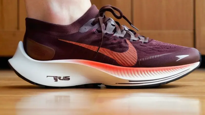 El pie de un corredor descansa en el suelo con sus tendones y venas visibles, mientras que sus zapatillas Nike Pegasus Turbo 3 se abren a los lados