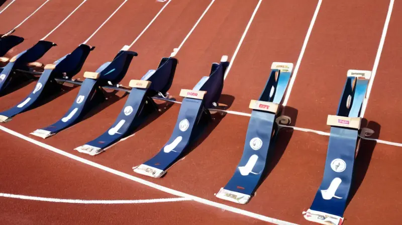 El escenario muestra una pista de atletismo con una multitud de espectadores que miran a los deportistas que corren, todos con diferentes expresiones de emoción