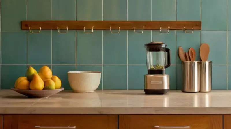 Una mesa de madera desgastada en una cocina refleja la vida cotidiana con detalles texturales y colores vibrantes