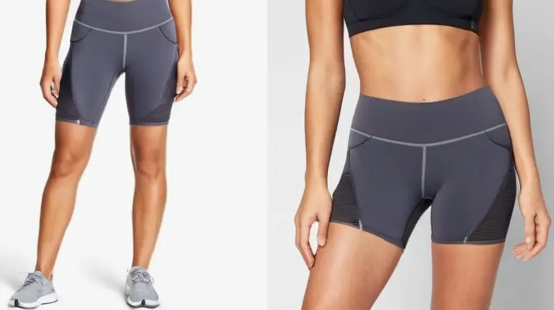 Un par de pantalones para correr con alto forro en una oscura gray claro