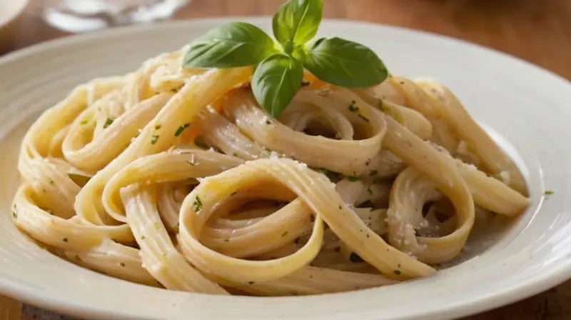 Una tarrina de fideos integrales se alza sobre una mesa de madera gastada