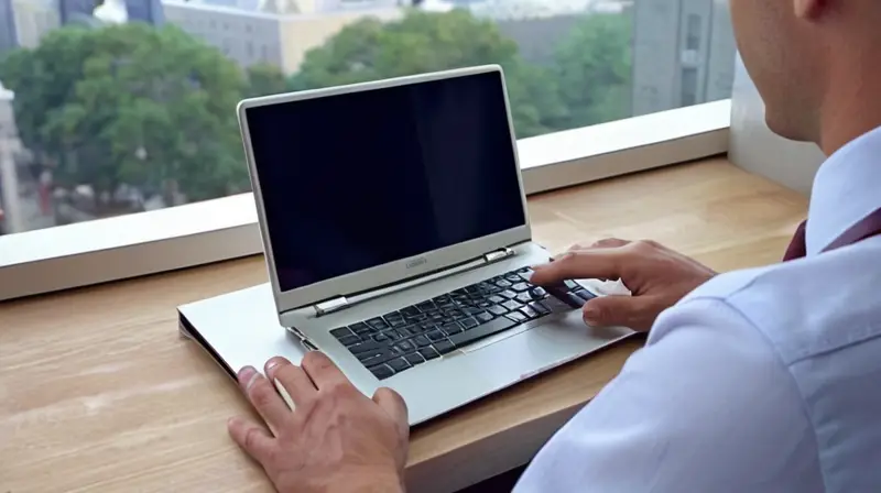 Un hombre escribió en su laptop sobre una mesa antigua