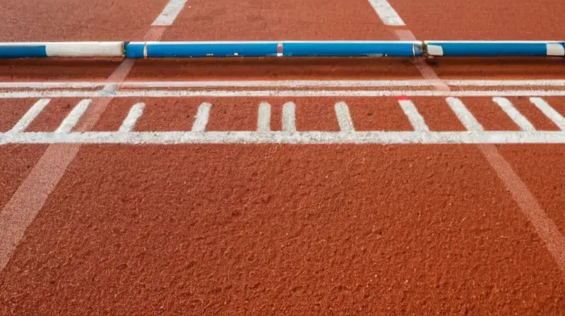 El estadio del atletismo tiene un suelo de asfalto con pintas brillantes y una gran sombra que hace que los deportistas parezcan marcadores vivos