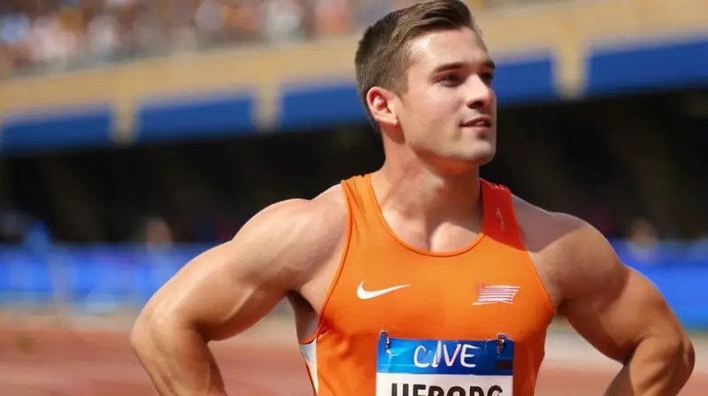 Un joven atleta atlético se muestra con sus músculos definidos y su rostro marcado de cerca