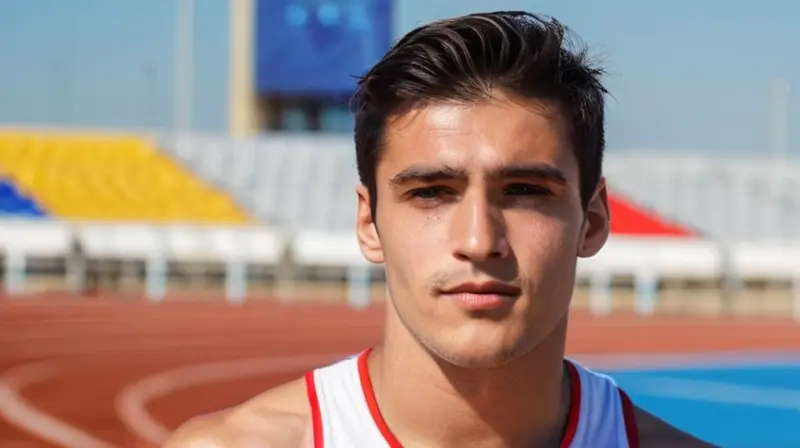 Adriá Alfonso, un atleta español joven y confiado, parpadea bajo el sol con su mirada azul y el rostro marcado por cicatrices de sudor