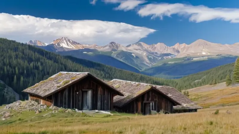 Un paisaje montañoso con picos nevados y terrazas grises-brown