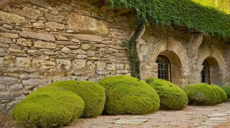 La casa cuenta con un exterior de piedra rayada y techo de terracotta, rodeado de árboles antiguos y valles cubiertos de hierba en la sierra de Segovia