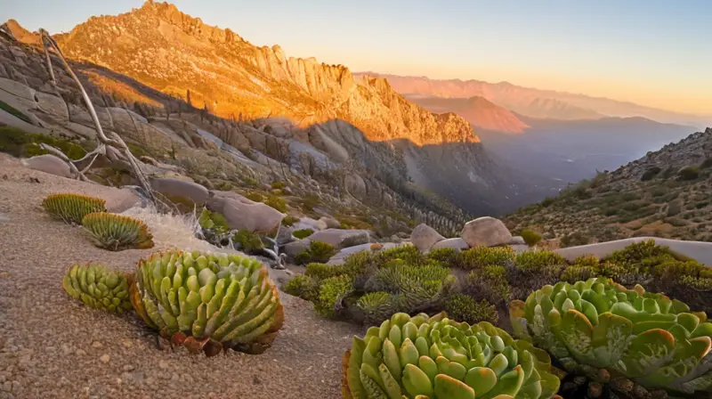 La Sierra Nevada se desperra cubierta de niebla con su terreno árido y rocoso bajo un sol matutino