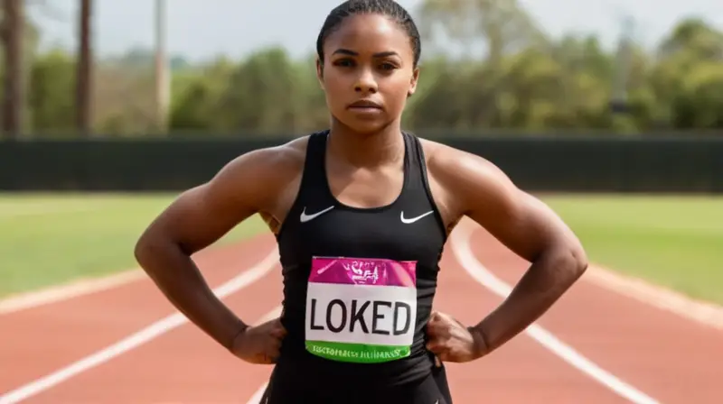 Sharon Lokedi se muestra con una actitud confiada en un campo de atletismo