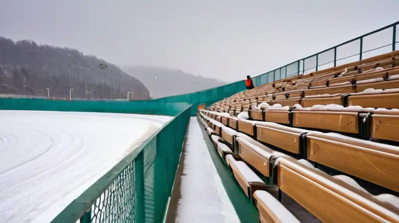 En un estadio de invierno cubierto de hielo