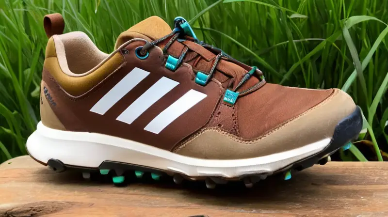 El zapato Adidas Terrex SoulStride Flow descansa en un terreno natural con suaves luces y sombras