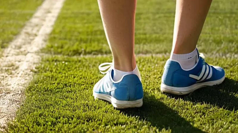 La escena de un estadio al aire libre muestra una pista cubierta de hierba verde con marcas de pies de los atletas en la tierra húmeda