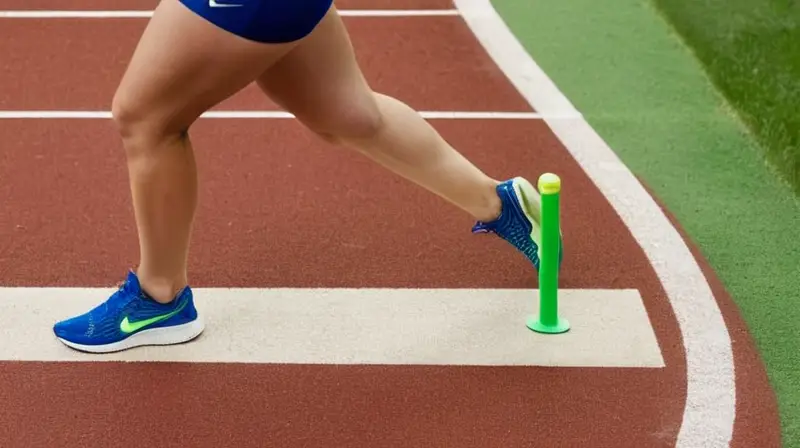 Una mujer corriendo en un estadio de running con una postura deportiva e ropa reflectante