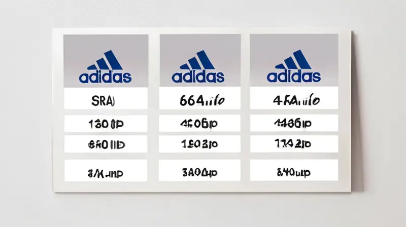 La imagen es de un cartel de medidas Adidas en alta resolución con fondo blanco