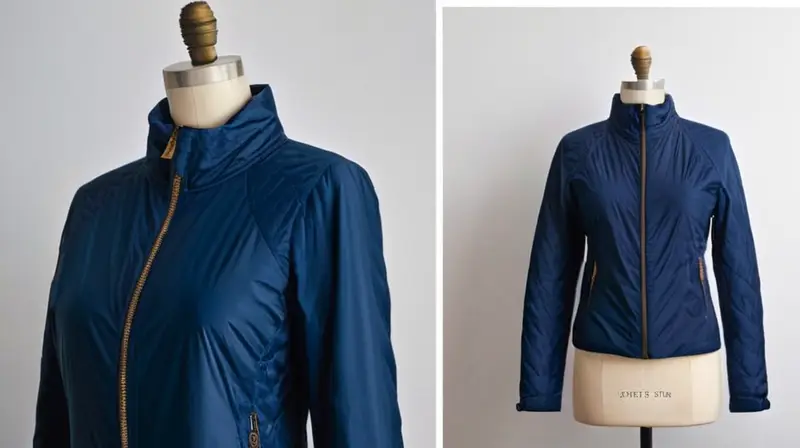 Un impermeable de color azul oscuro cuelga en una mannequin de pie con un corte ajustado que realza la silueta