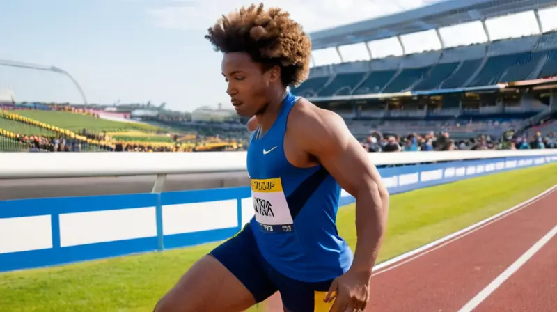 Un joven corredor de velocidad, Kishane Thompson, se despliega en su atletismo con una musculatura definida