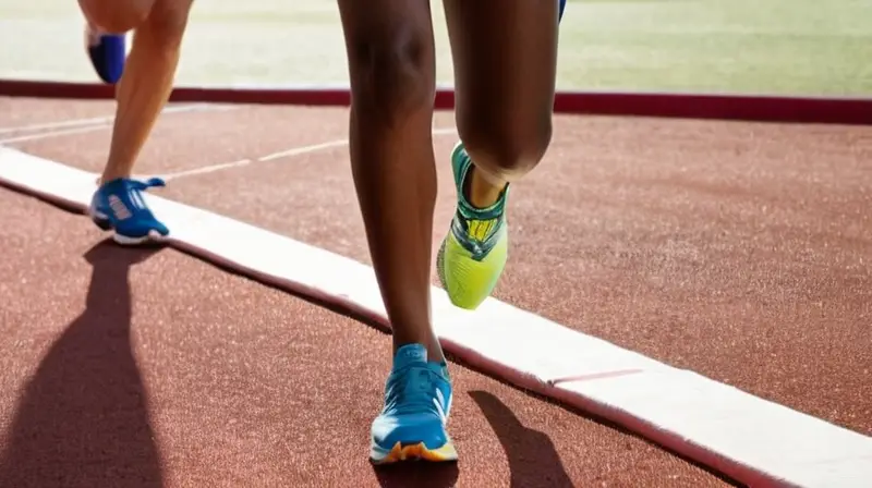 Una atleta etíope, Tirunesh Dibaba, corre hacia adelante en un estadio iluminado débilmente