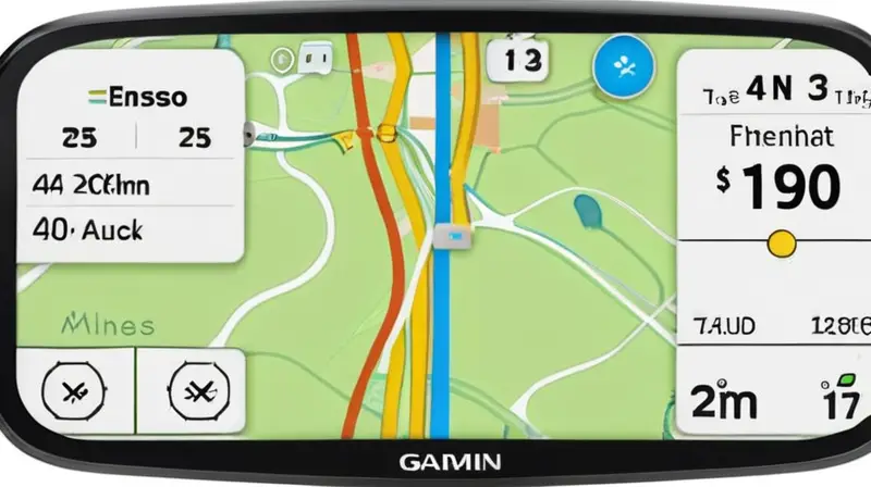 El Garmin Edge 830 muestra un mapa de ruta con puntos de referencia en un fondo suave y gradiente, navegando a través de calles y caminos con precisión